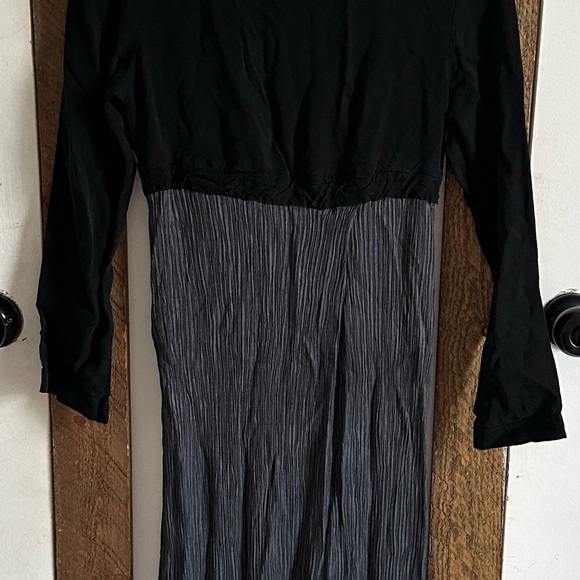 Vintage 90s Christy Allen High Waist Combined Print Black Dark Gray Maxi Dress - Picture 11 of 11